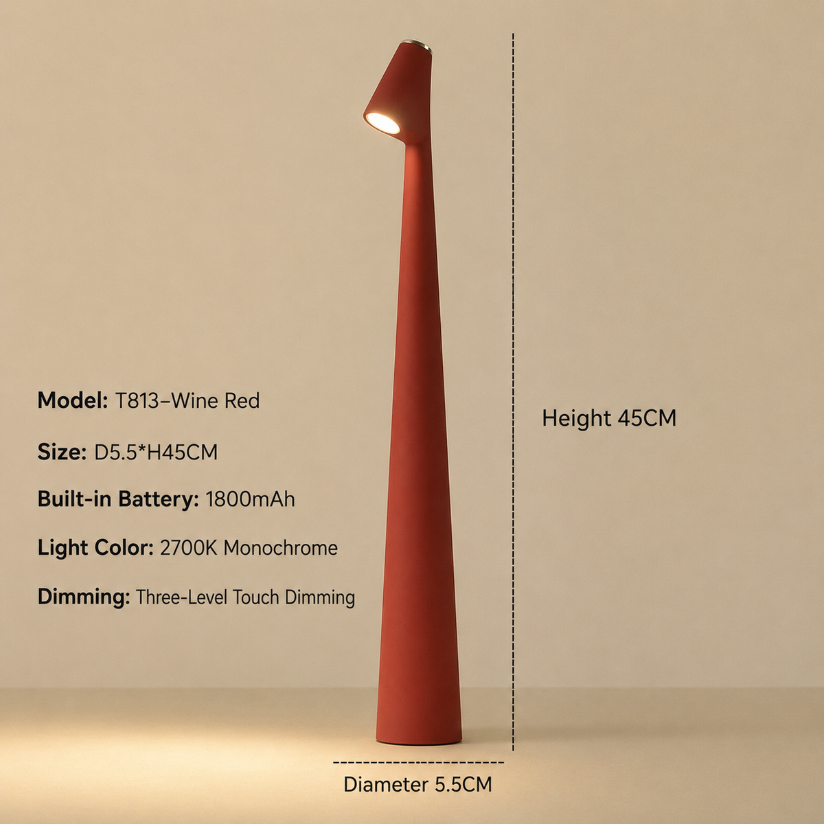 Table Lamp Wireless Rechargeable LED Touch Dimming