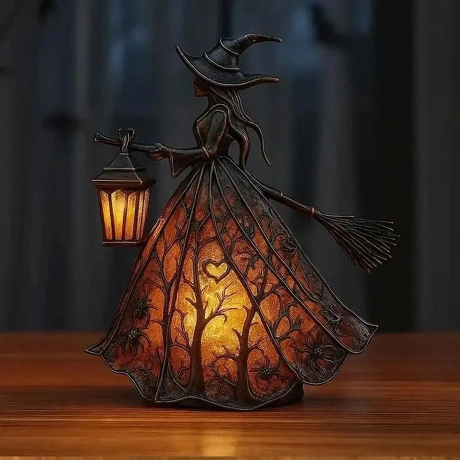 Table Lamp Witch Battery-Operated Soft LED Resin