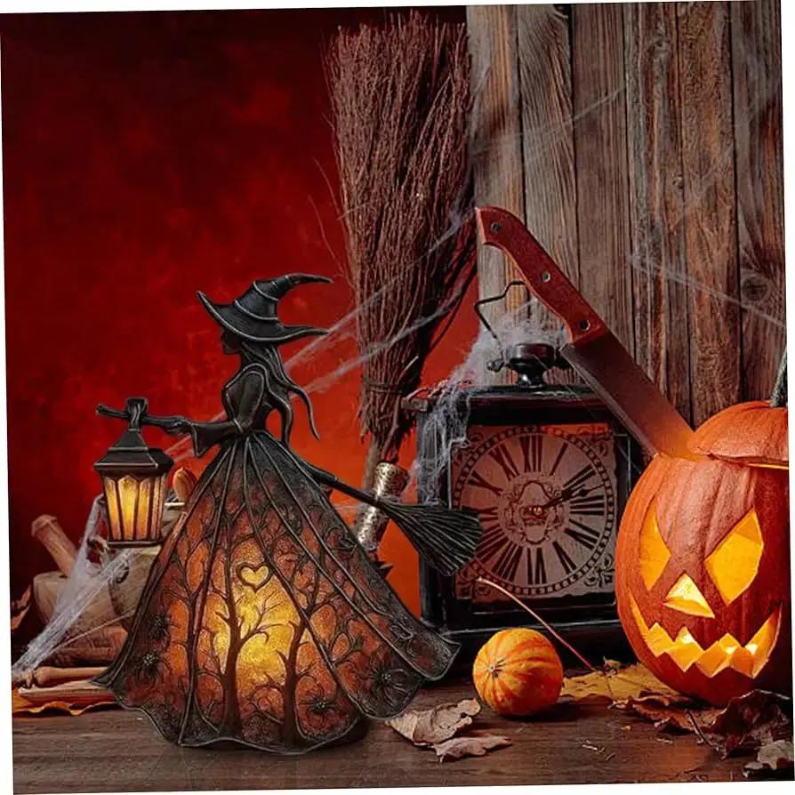 Table Lamp Witch Battery-Operated Soft LED Resin