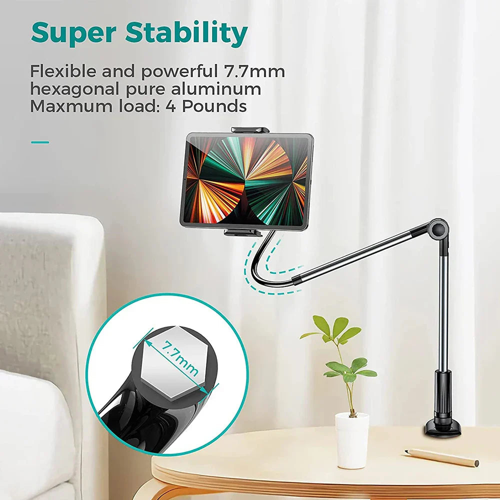 Tablet & Phone Stand Gooseneck 360° Rotation Tool-Free Clamp