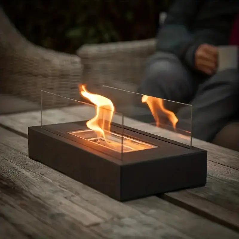 Tabletop Bio-Ethanol Fireplace Laminated Glass & Stainless Steel