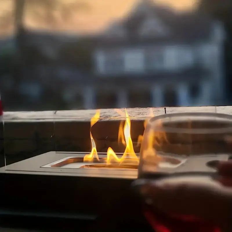 Tabletop Bio-Ethanol Fireplace Laminated Glass & Stainless Steel