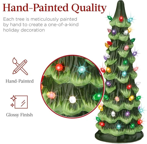 Tabletop Christmas Tree Hand-Painted Warm LED Set of 3