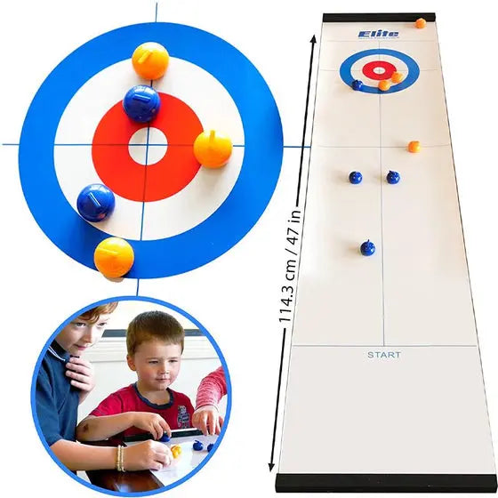 Tabletop Curling Game Magnetic Pushers & Eight Stones