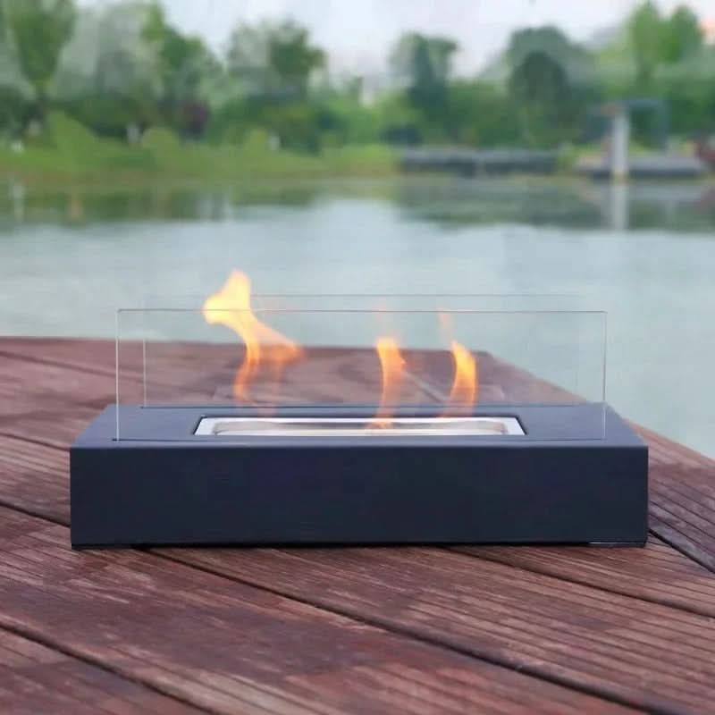 Tabletop Fireplace Bio-Ethanol Smoke-Free Tempered Glass & Steel