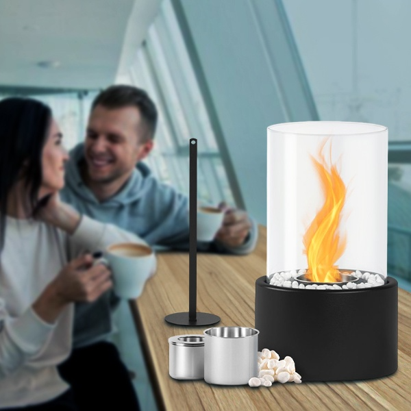 Tabletop Fireplace Compact Tempered Glass Indoor Outdoor