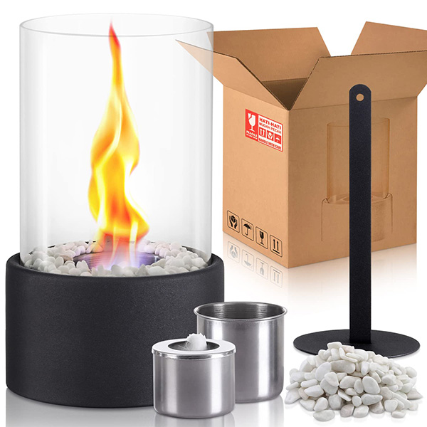 Tabletop Fireplace Compact Tempered Glass Indoor Outdoor