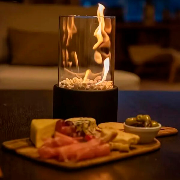 Tabletop Fireplace Compact Tempered Glass Indoor Outdoor