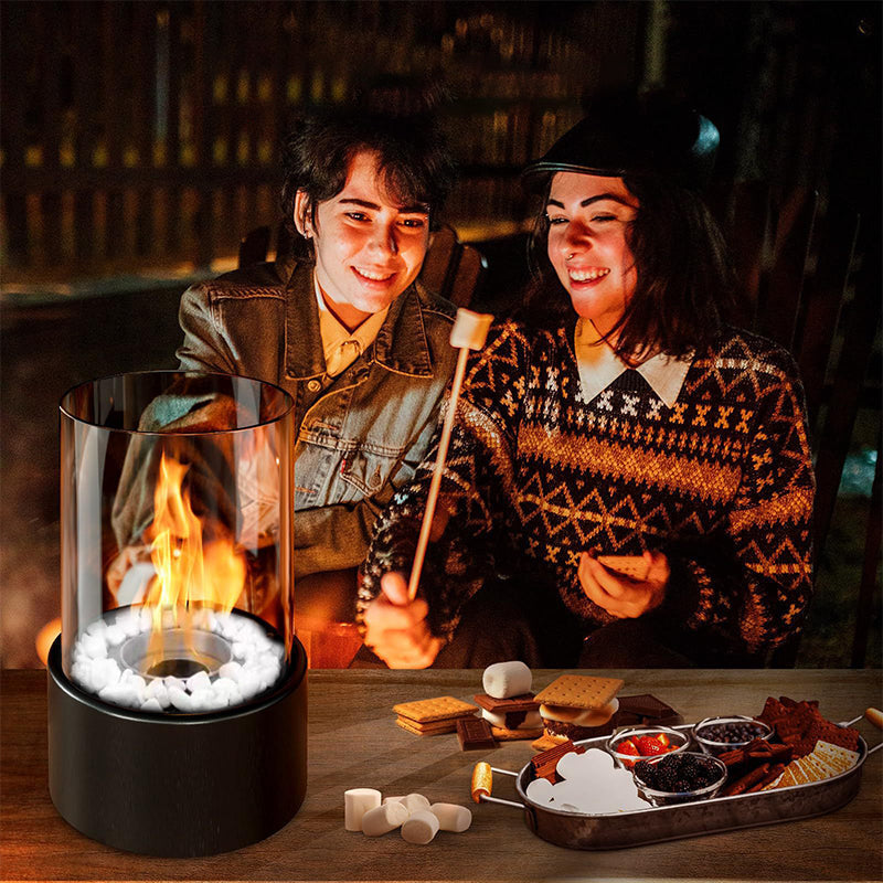 Tabletop Fireplace Ethanol Burner Glass Cylinder Indoor Outdoor