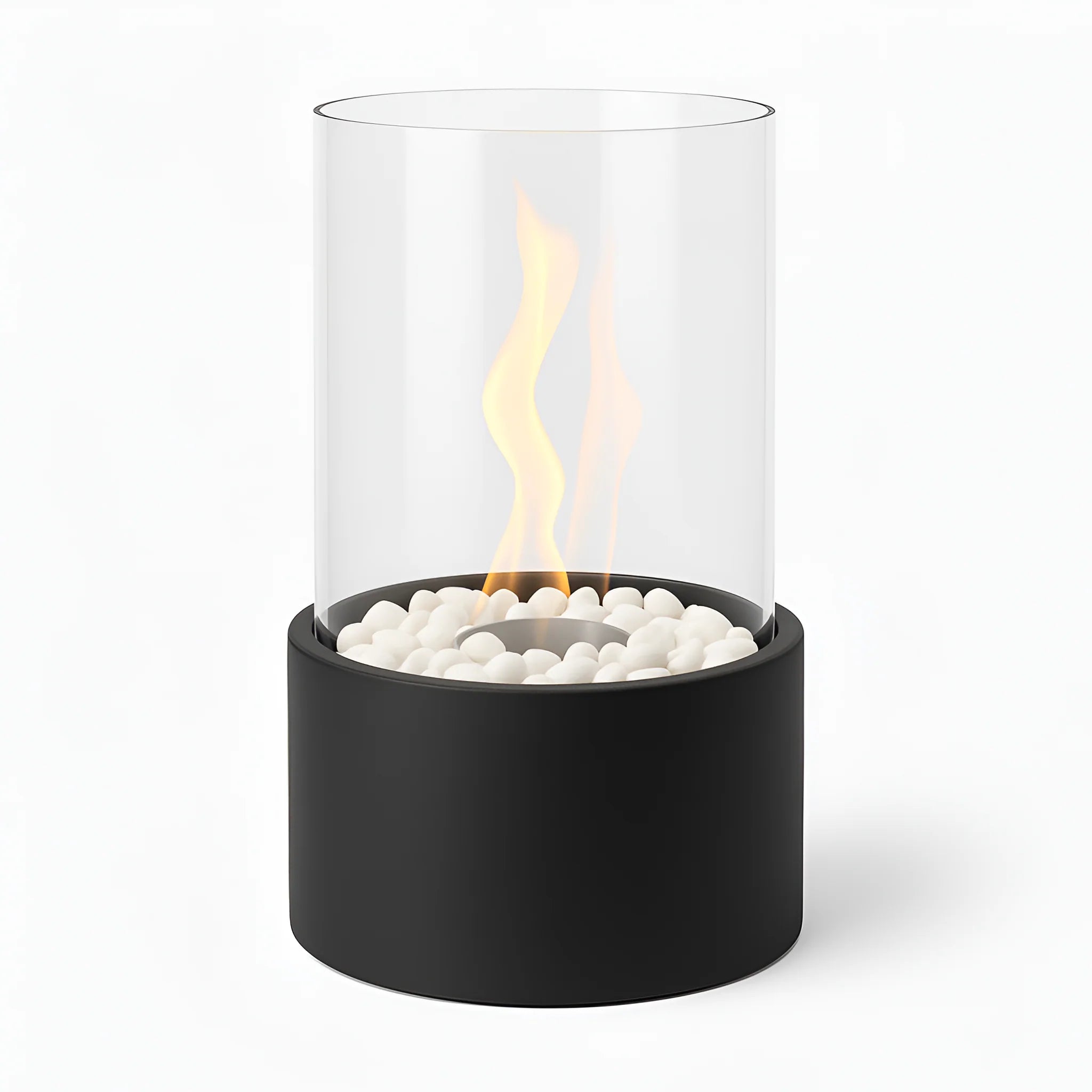 Tabletop Fireplace Removable Glass Cylinder & Metal Base