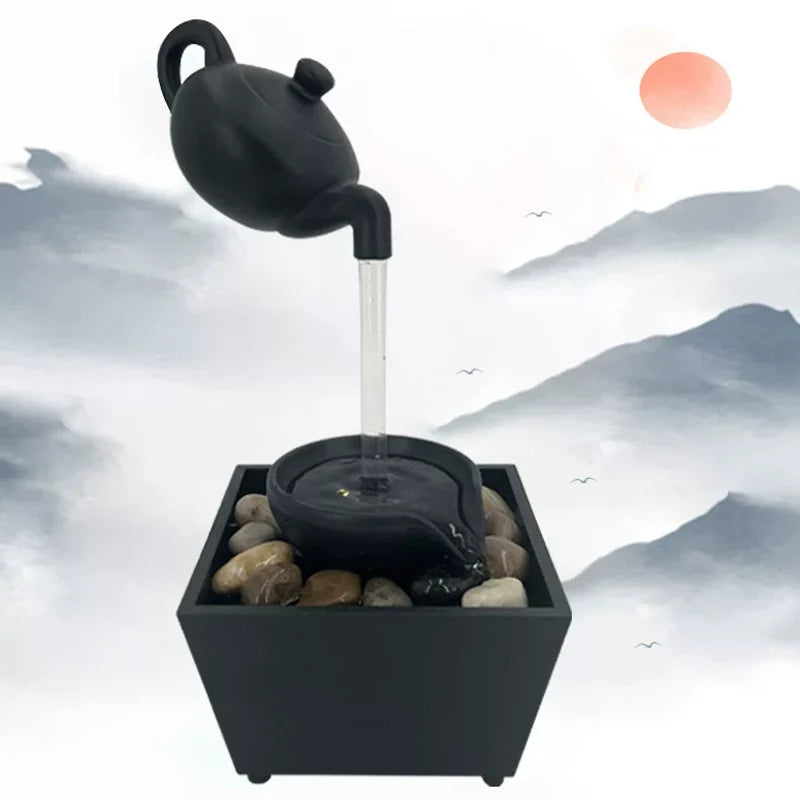 Tabletop Fountain Floating Teapot Illusion USB Type-C Powered