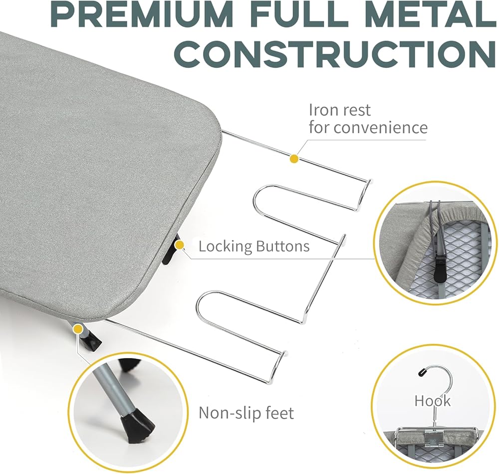 Tabletop Ironing Board Foldable Metal Frame Iron Rest
