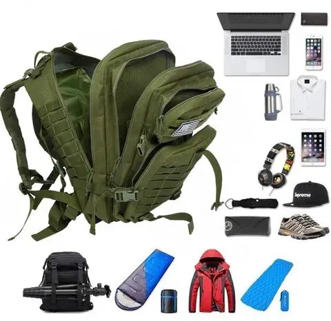 Tactical Backpack 50L Water-Repellent Nylon Laptop Compartment