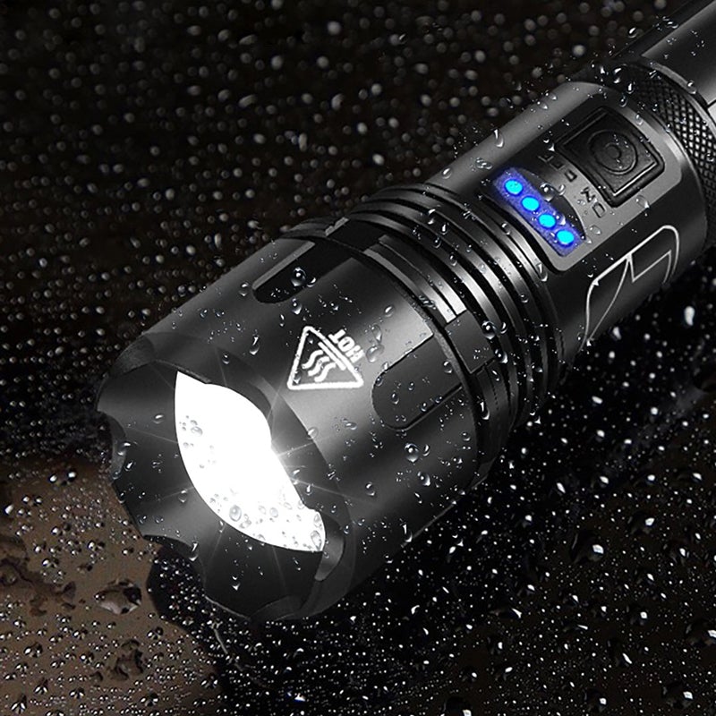 Tactical Flashlight 12,000 Lumens USB Rechargeable IPX8