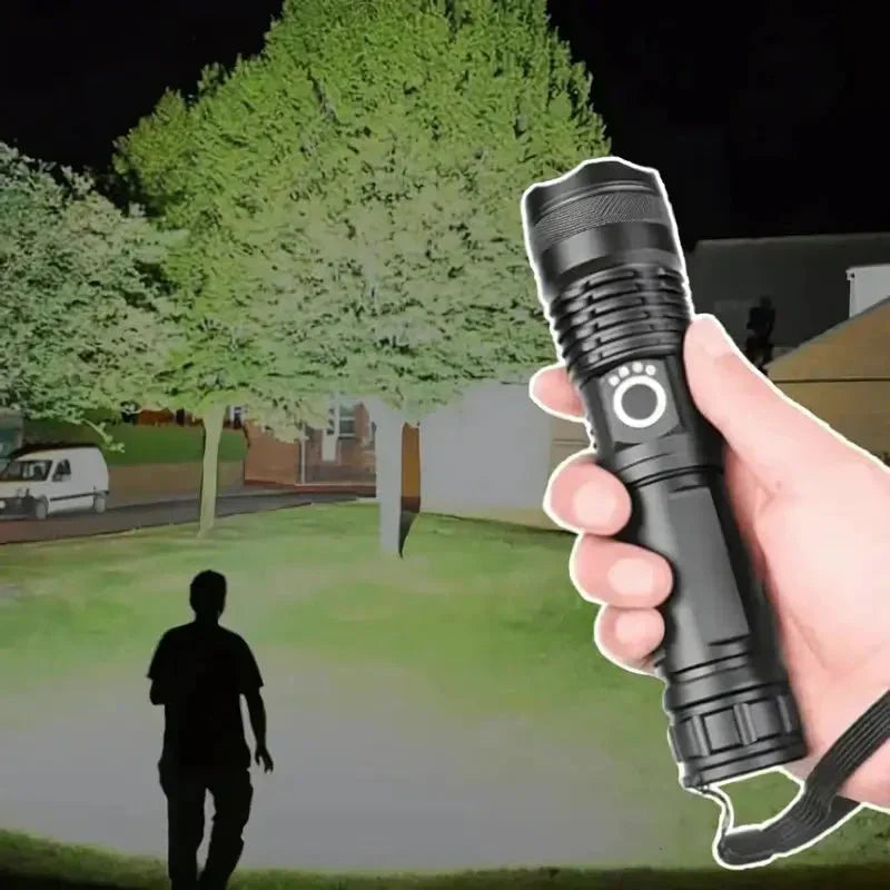Tactical LED Flashlight 90,000 Lumens Adjustable Zoom IP65 Waterproof