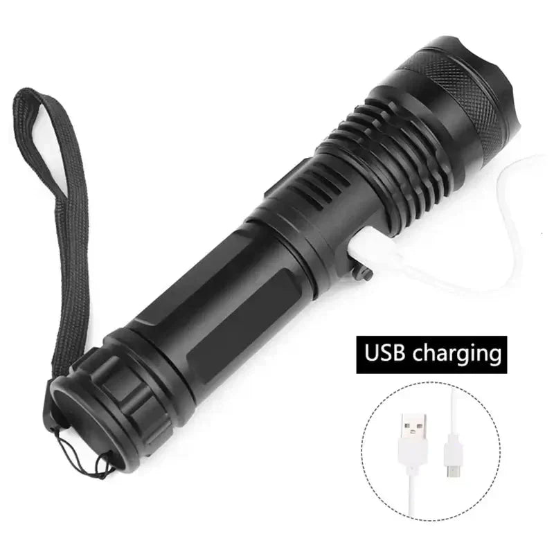 Tactical LED Flashlight 90,000 Lumens Adjustable Zoom IP65 Waterproof