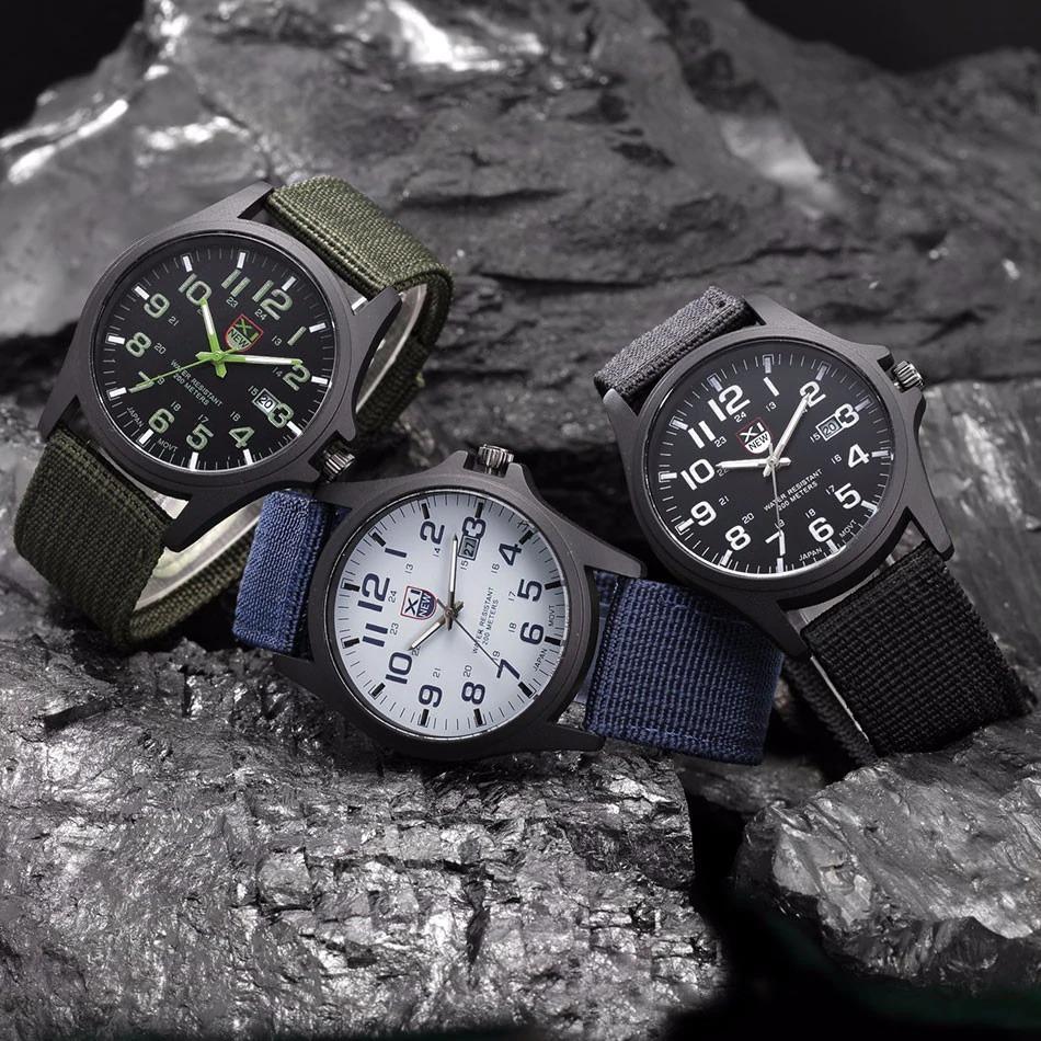 Tactical Watch Stainless Steel Case Nylon Strap Luminous Hands