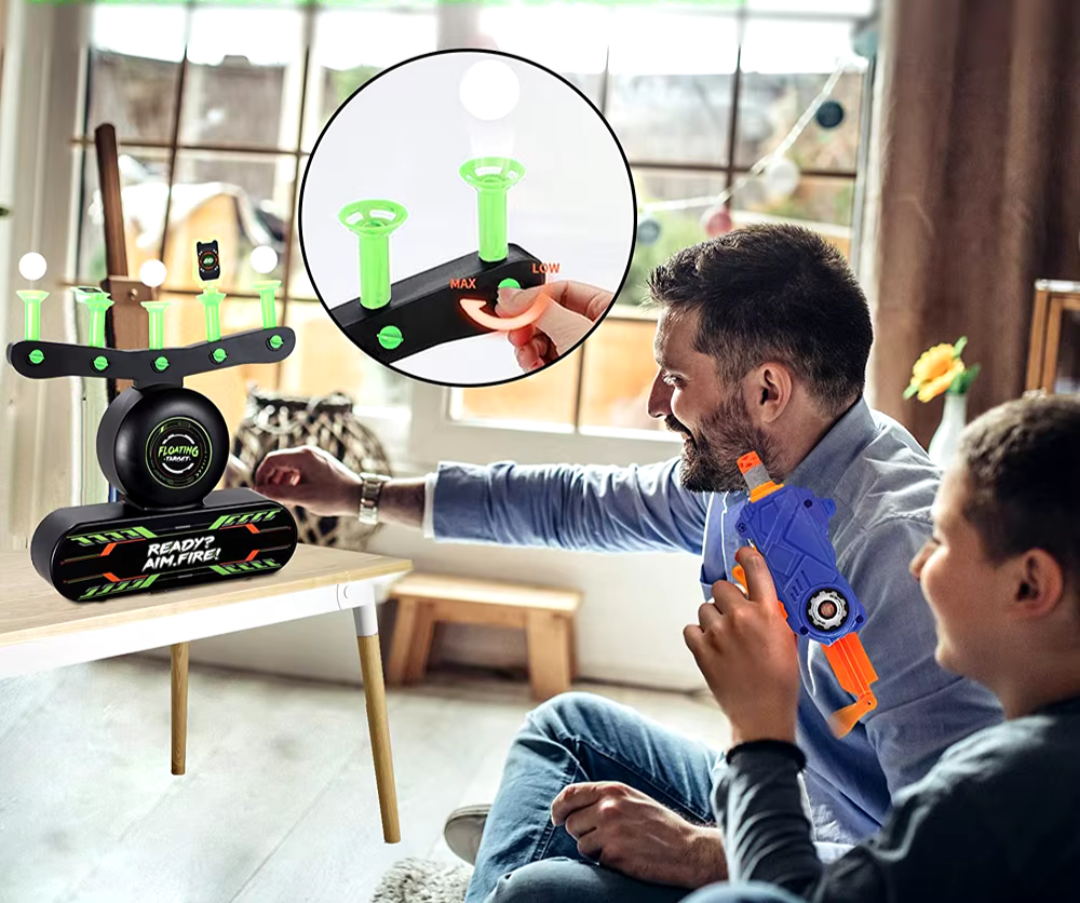 Target Game Floating Ball Adjustable Difficulty Foam Dart Gun