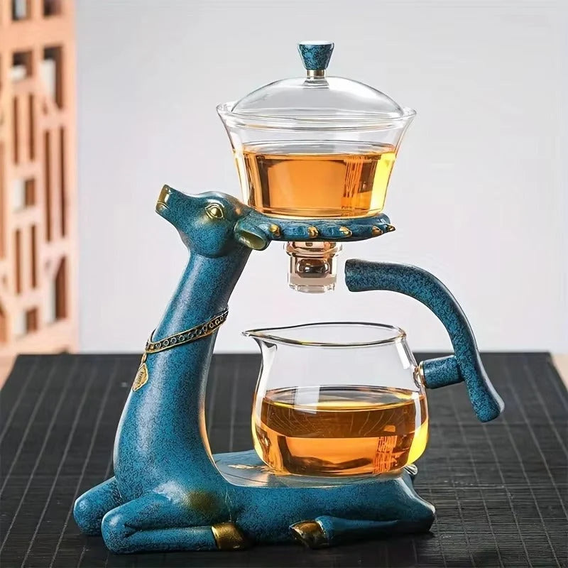 Tea Set Ceramic Animal Stand Heat-Resistant Glass Infuser