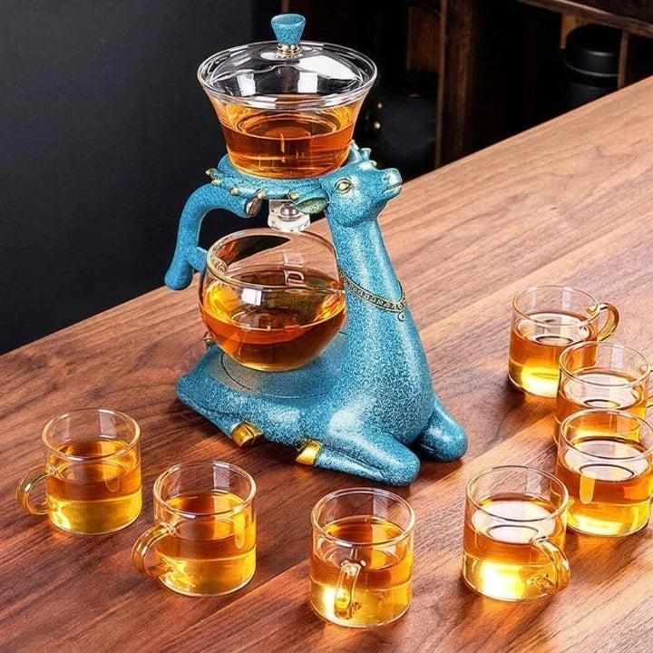 Tea Set Ceramic Animal Stand Heat-Resistant Glass Infuser