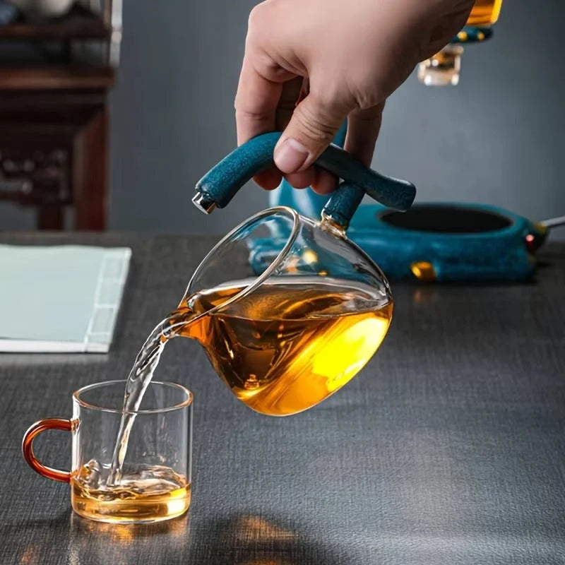 Tea Set Ceramic Animal Stand Heat-Resistant Glass Infuser