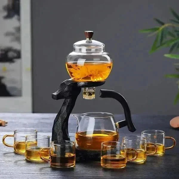 Tea Set Ceramic Animal Stand Heat-Resistant Glass Infuser