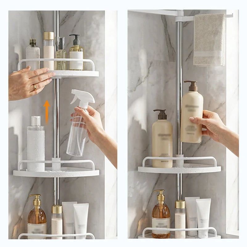 Telescopic Shower Shelf 4-Tier Adjustable No-Drill Stainless Steel