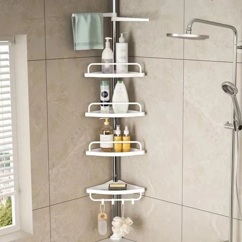 Telescopic Shower Shelf 4-Tier Adjustable No-Drill Stainless Steel