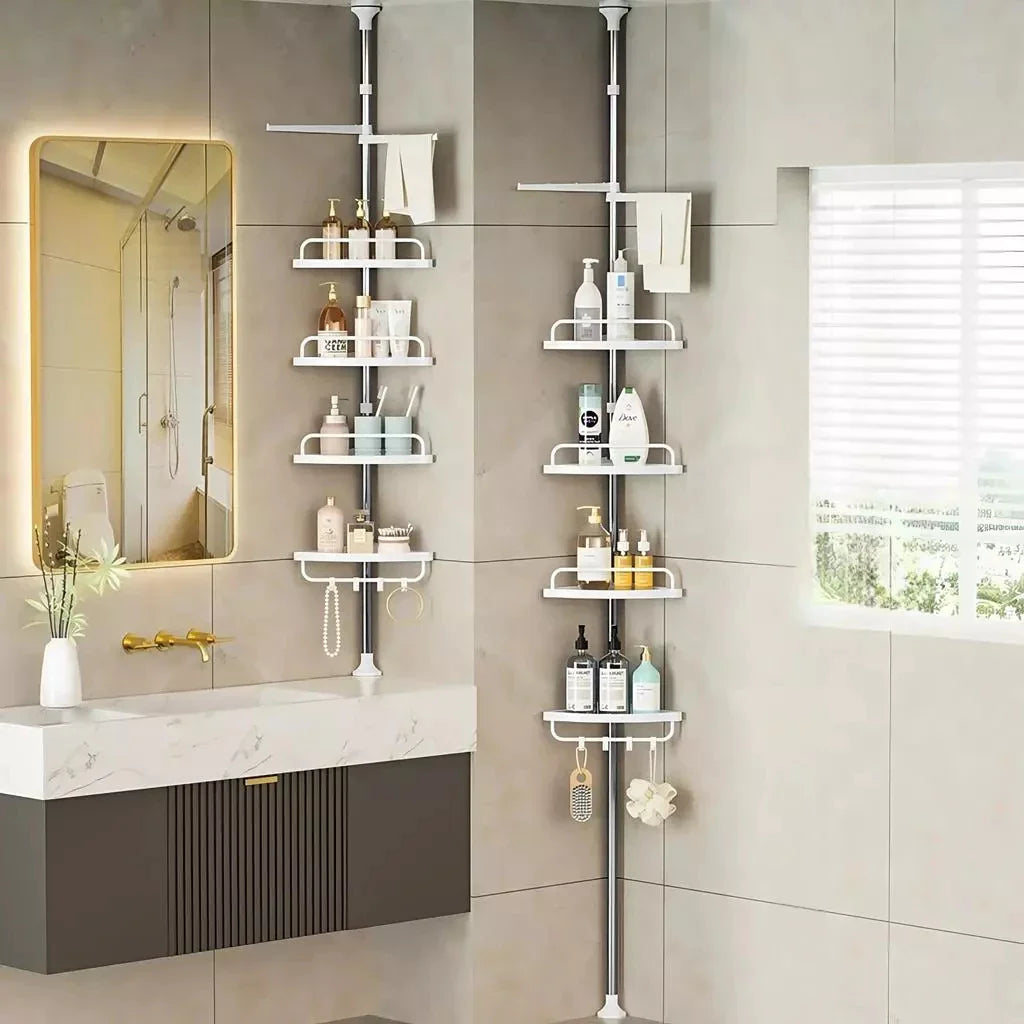 Telescopic Shower Shelf 4-Tier Adjustable No-Drill Stainless Steel