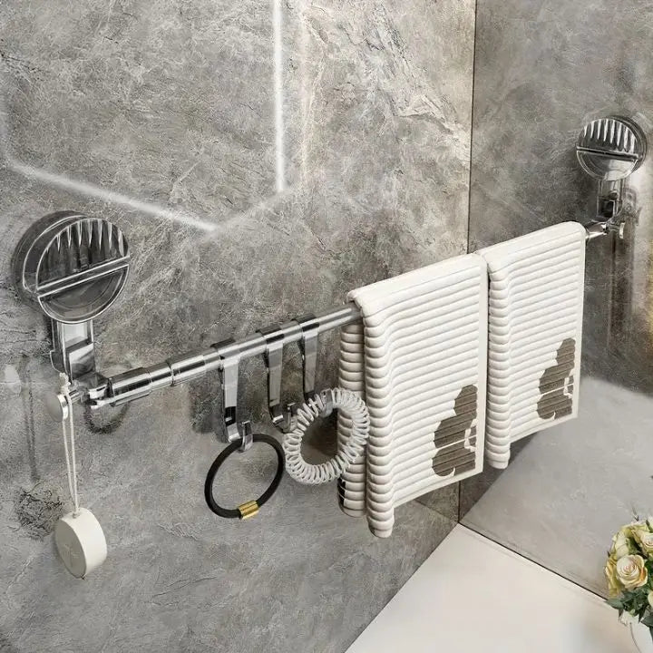Telescopic Towel Rack Suction Cup Stainless Steel
