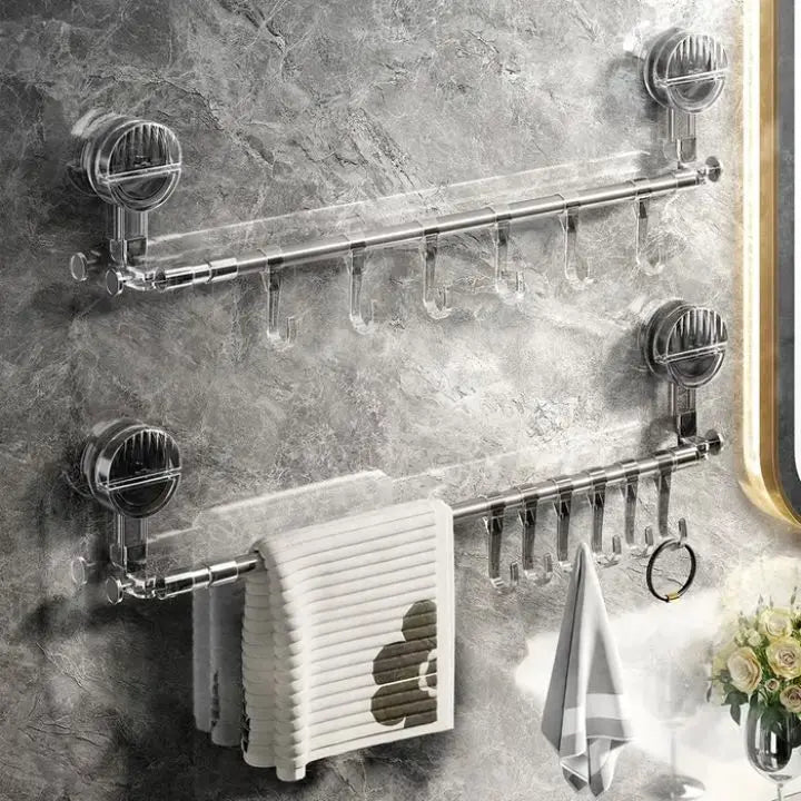 Telescopic Towel Rack Suction Cup Stainless Steel
