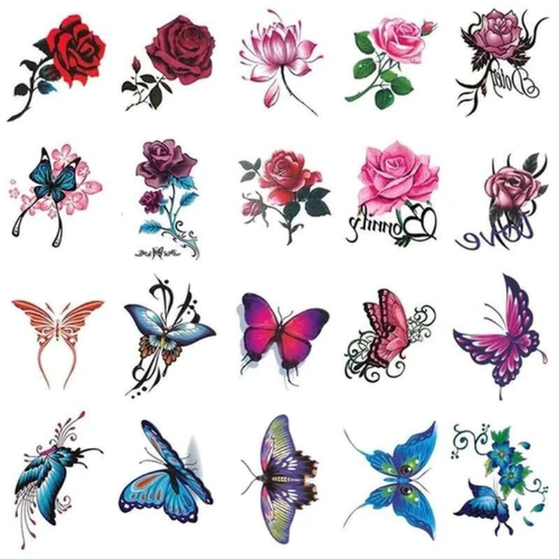 Temporary Tattoos Realistic 3D Waterproof Set of 50
