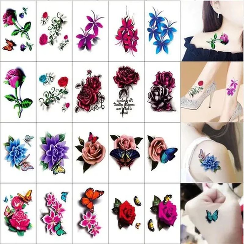 Temporary Tattoos Realistic 3D Waterproof Set of 50