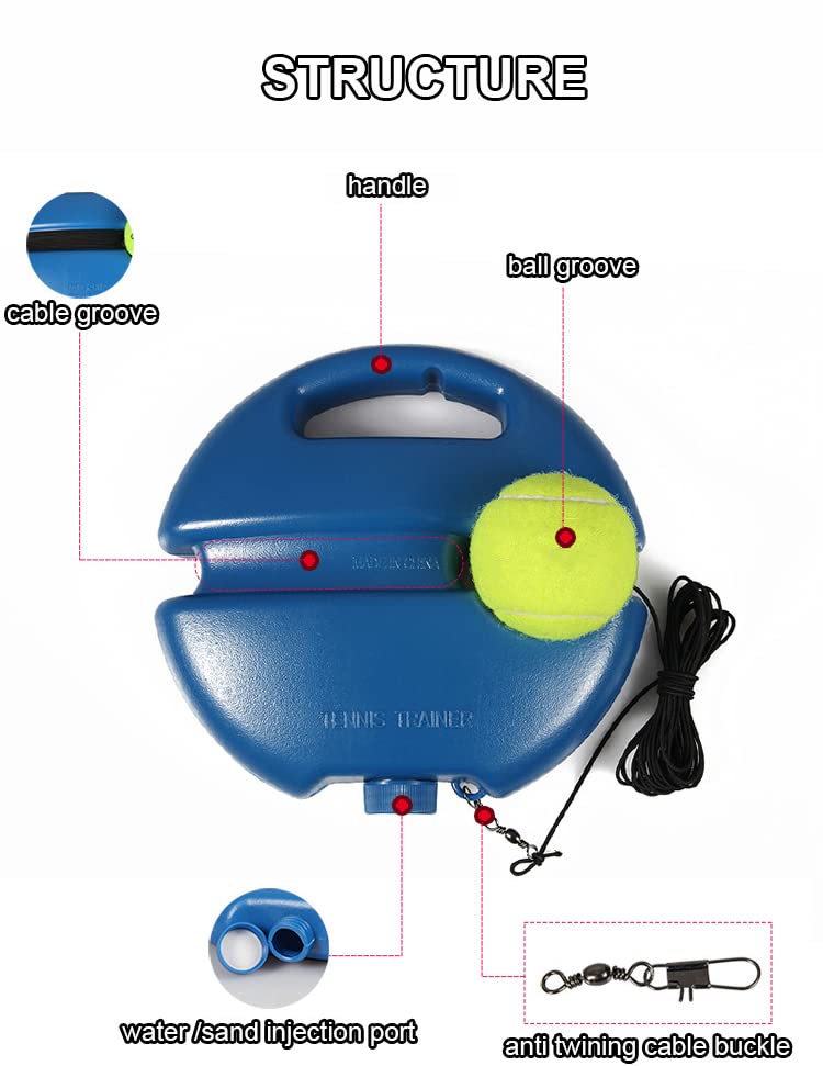 Tennis Rebound Trainer Self-Returning Ball Anti-Slip Base