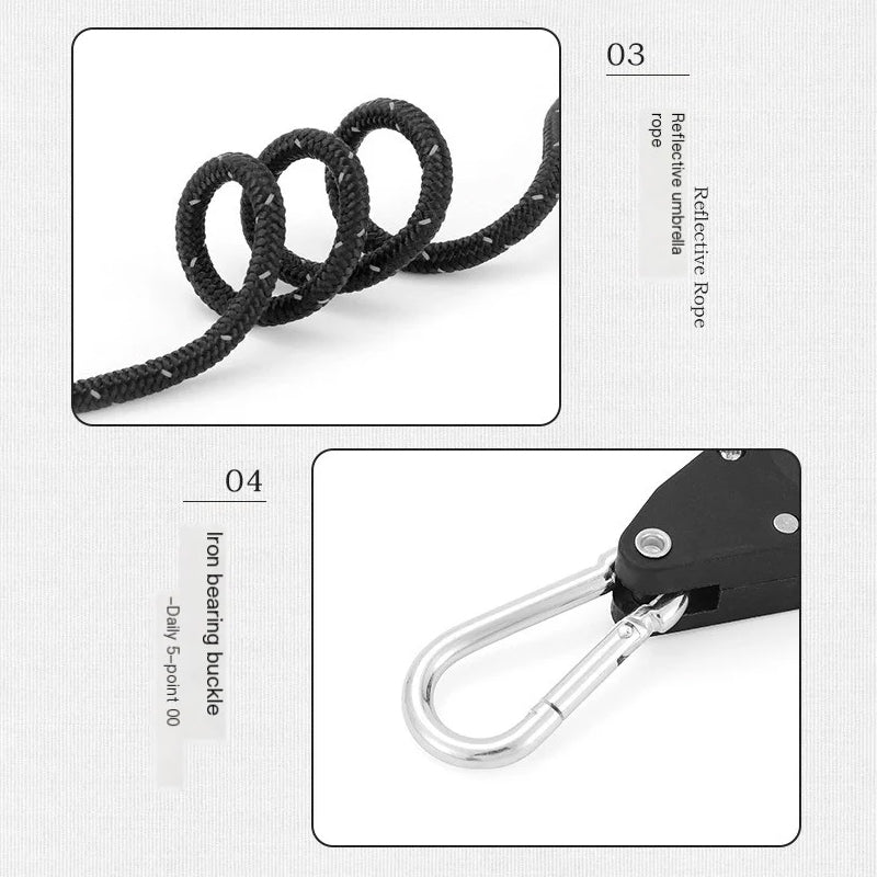 Tent Guy Ropes Adjustable Pulley Buckle Set Of 4