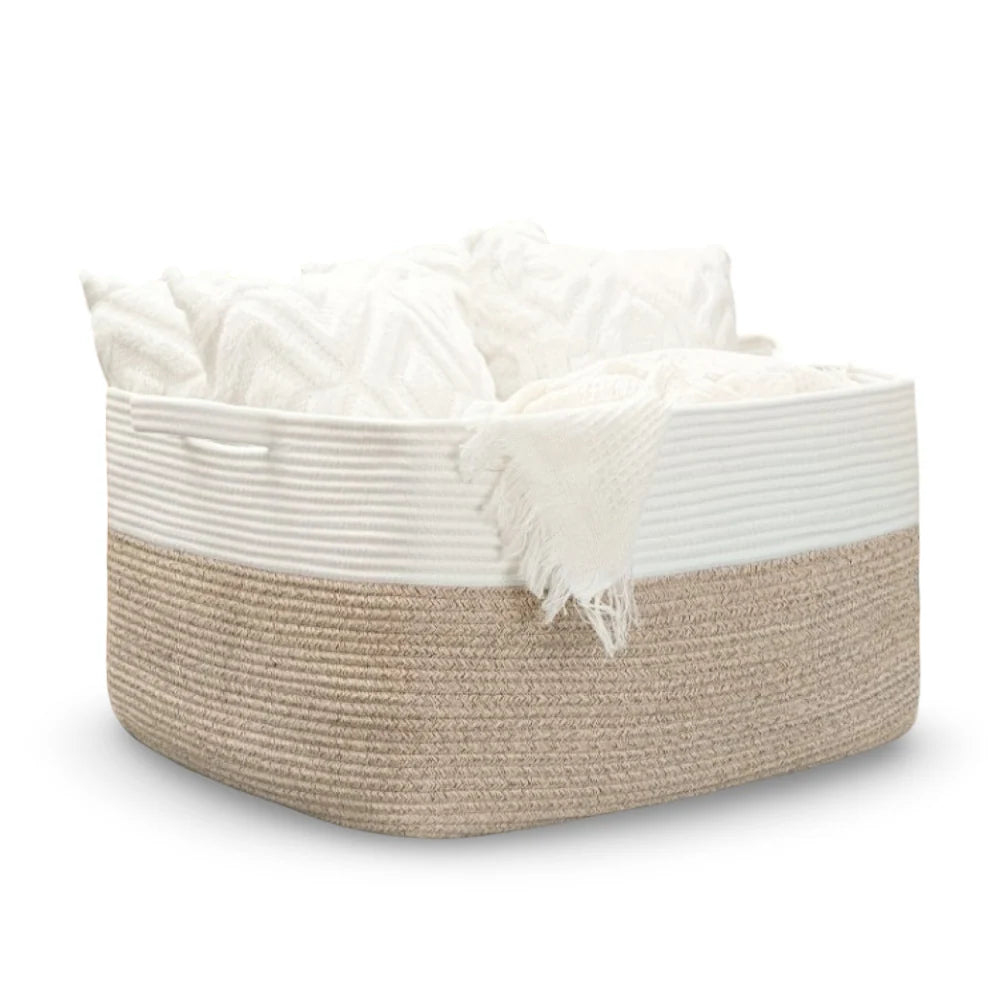 Textile Storage Basket 45L Machine Washable & Reinforced Handles