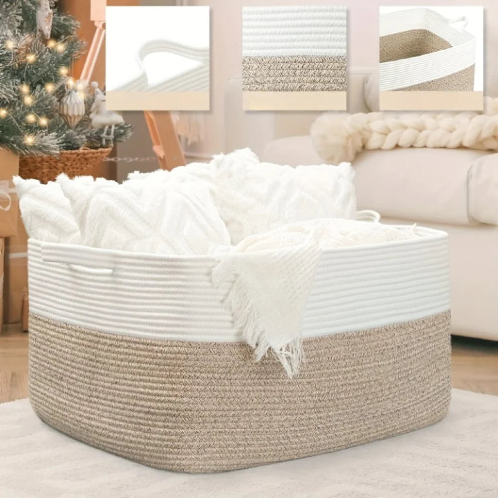 Textile Storage Basket 45L Machine Washable & Reinforced Handles