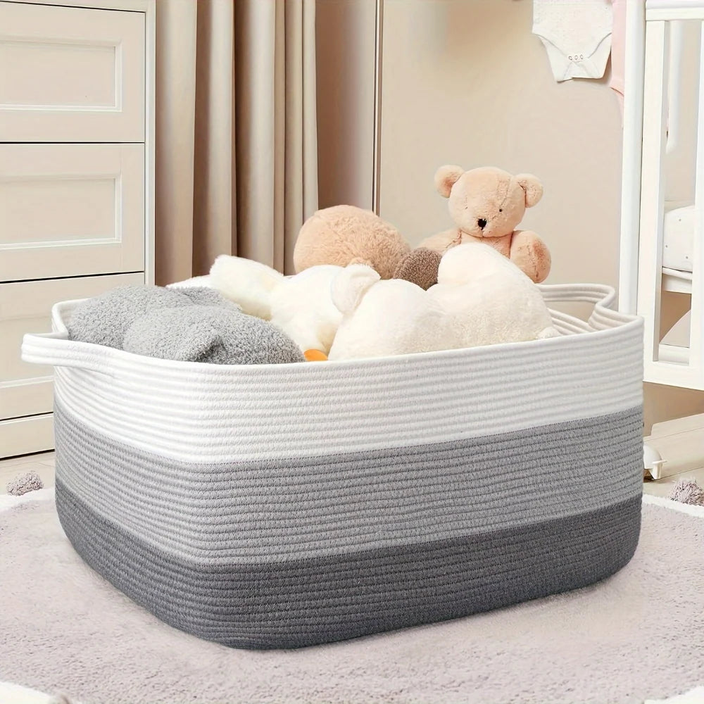 Textile Storage Basket 45L Machine Washable & Reinforced Handles