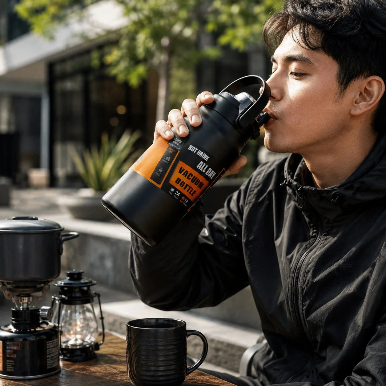 Thermos Bottle Insulated Stainless Steel Integrated Straw