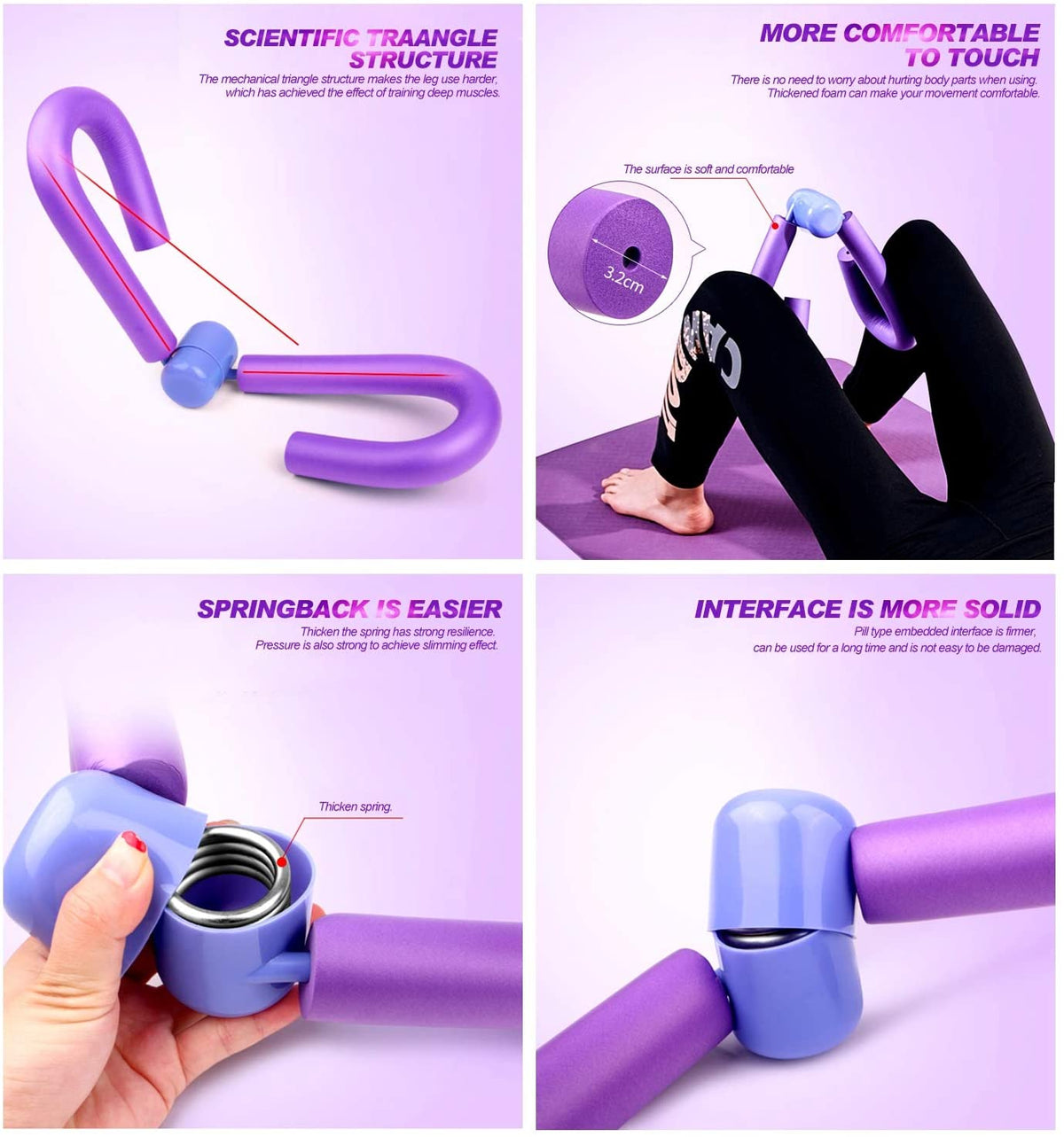 Thigh Trainer Sweat-Absorbent Foam Handles Refined Steel Spring