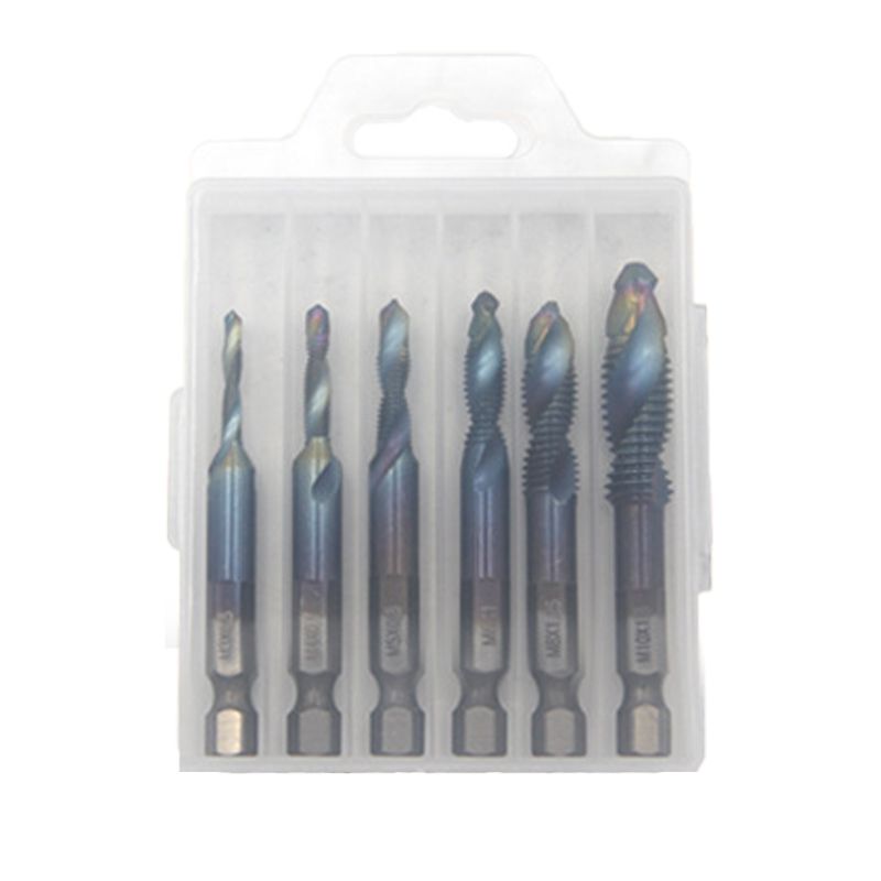 Thread Tap Set 6-Piece Titanium-Coated HSS 3-In-1