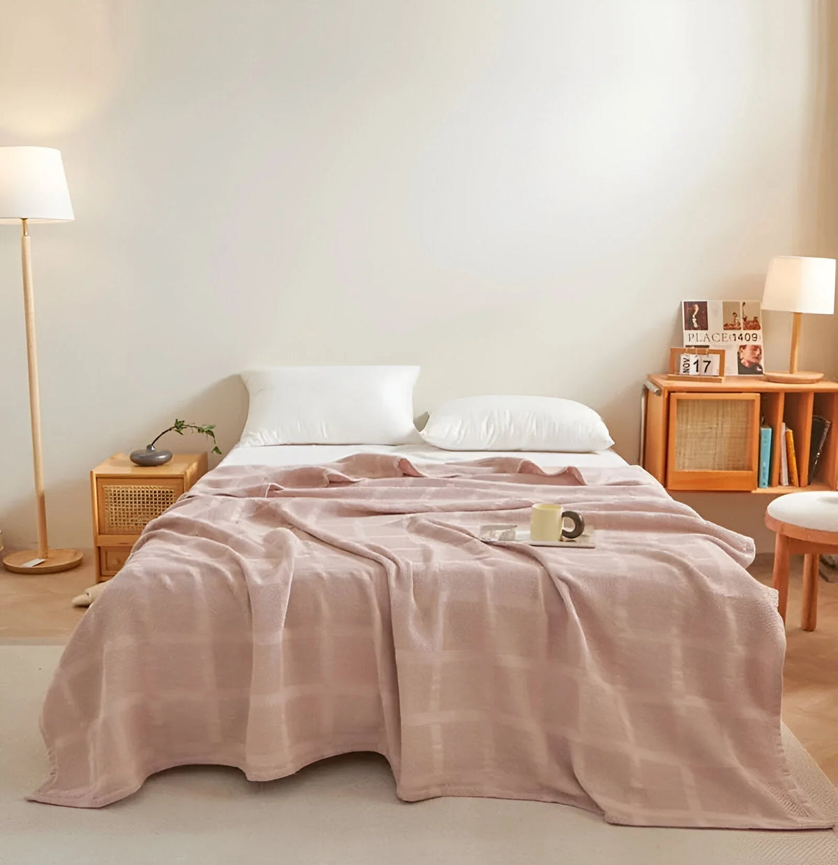 Throw Blanket 100% Cotton Waffle Breathable & Hypoallergenic