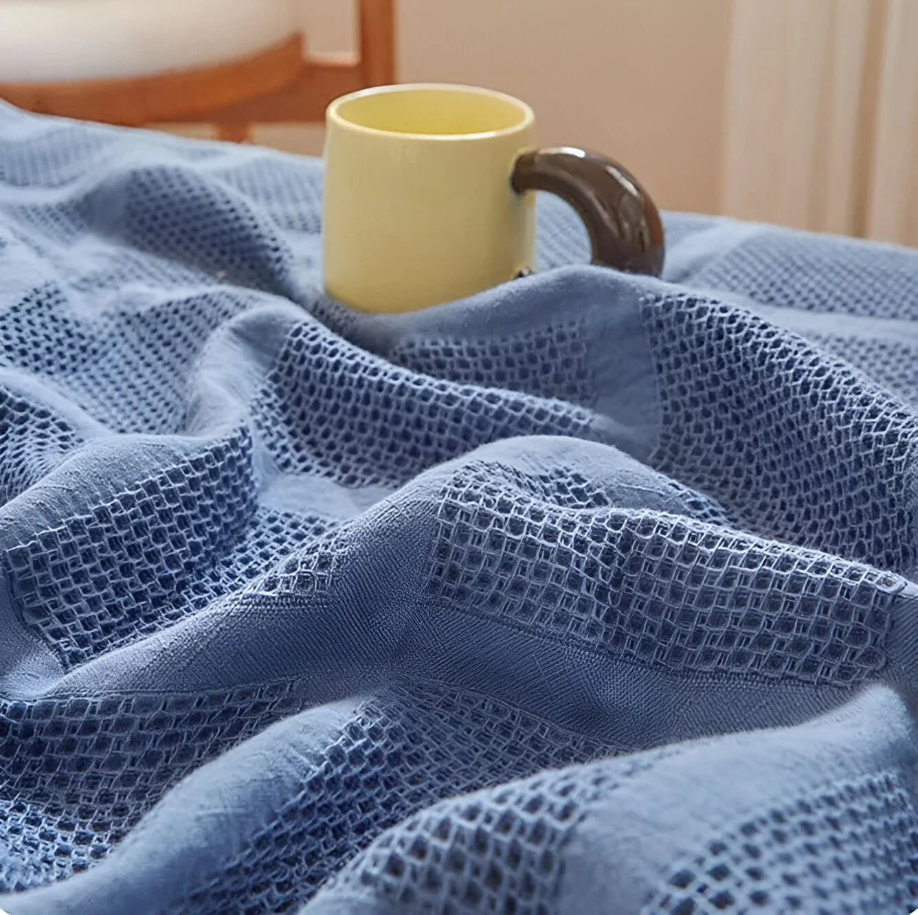 Throw Blanket 100% Cotton Waffle Breathable & Hypoallergenic