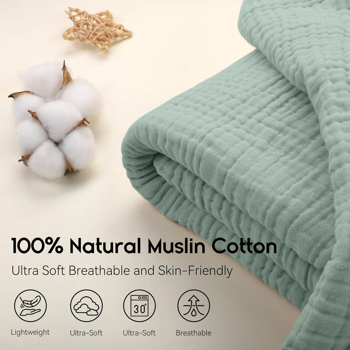 Throw Blanket 6-Layer Muslin 100% Cotton