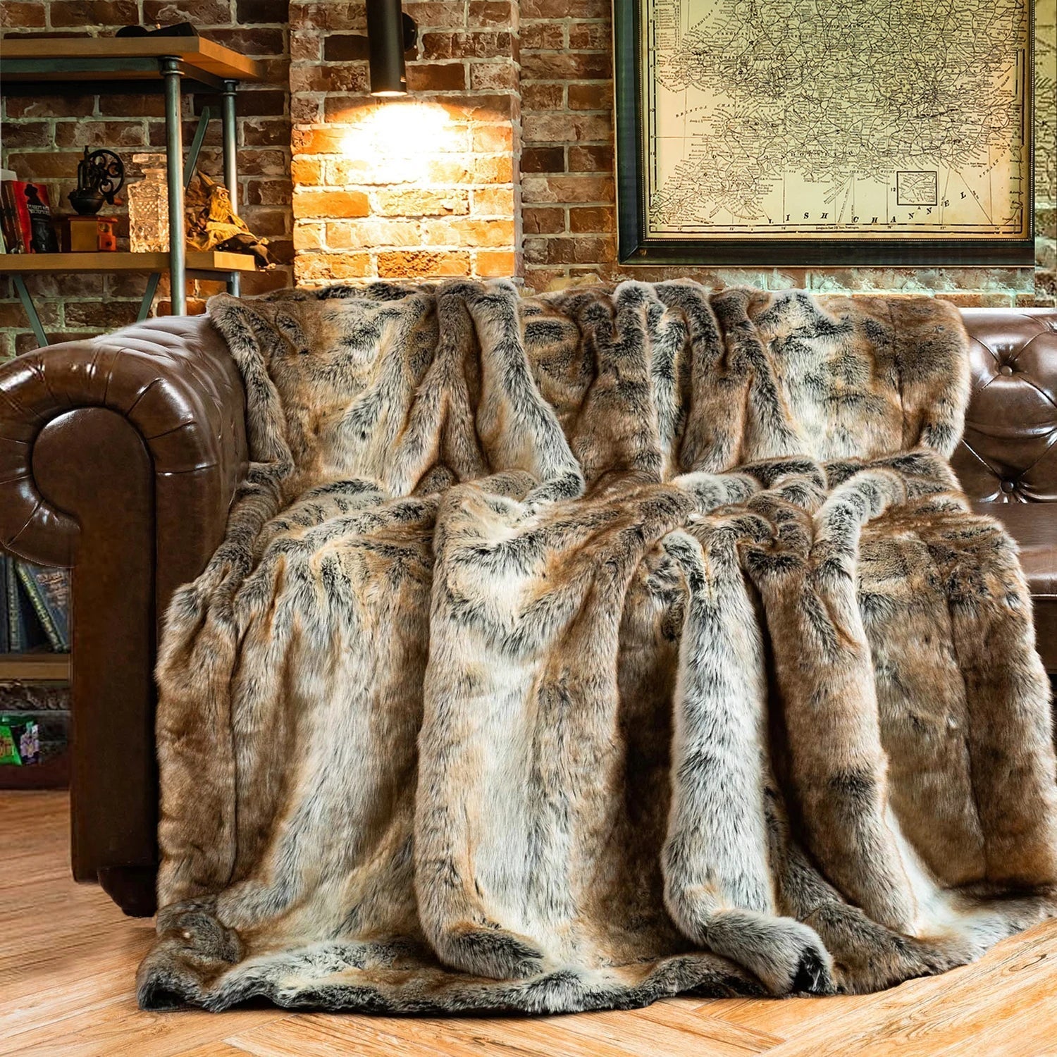 Throw Blanket Faux Fur Top & Polyester Backing