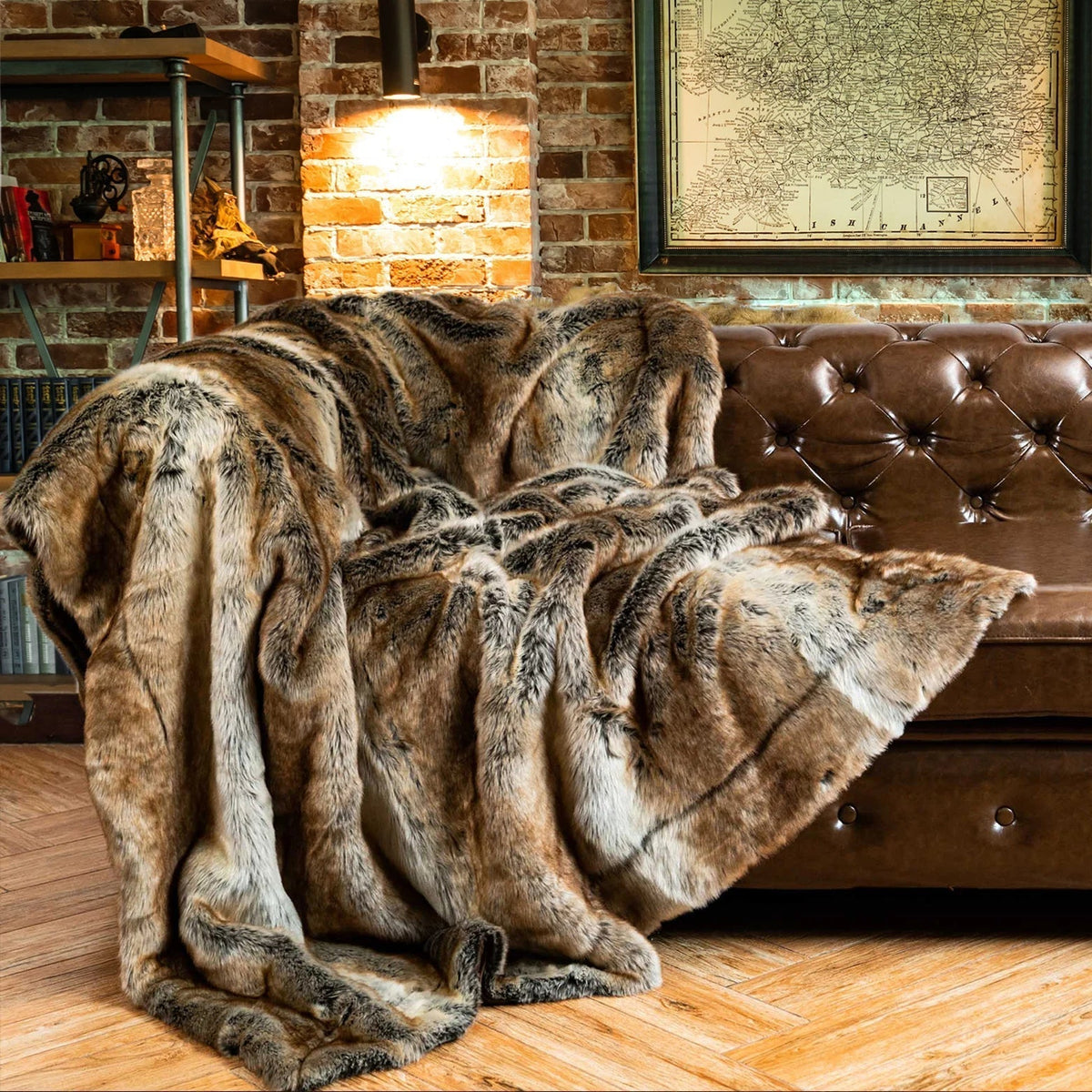 Throw Blanket Faux Fur Top & Polyester Backing