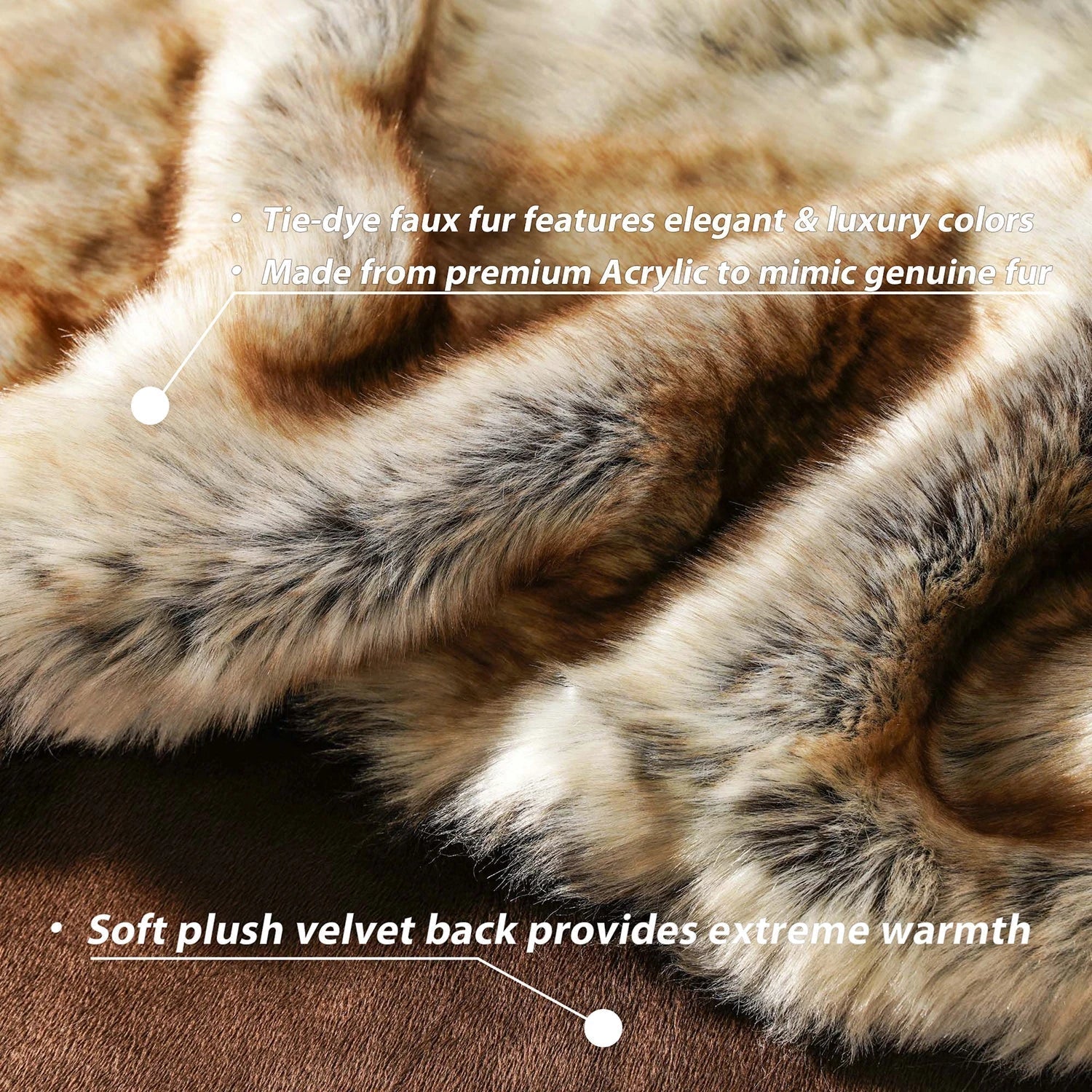 Throw Blanket Faux Fur Top & Polyester Backing