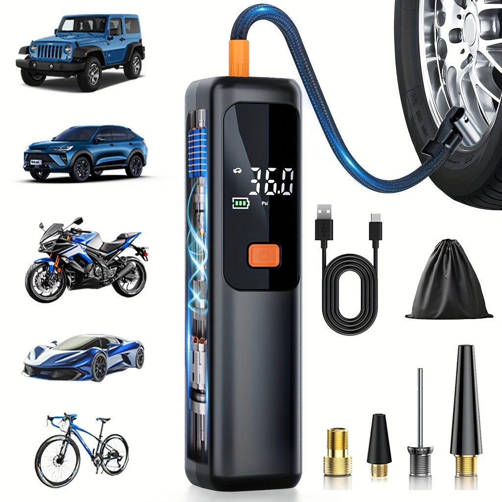 Tire Inflator Rechargeable Digital LCD Auto Stop 150 PSI