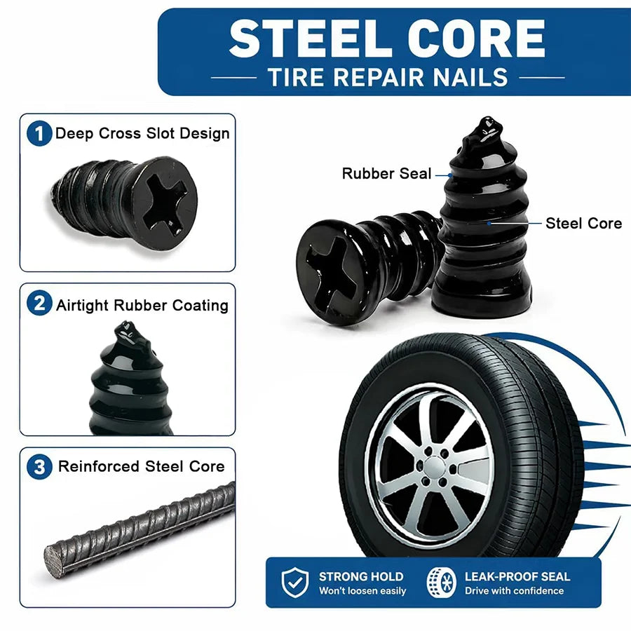 Tire Repair Kit Self-Sealing Rubber 60-Piece