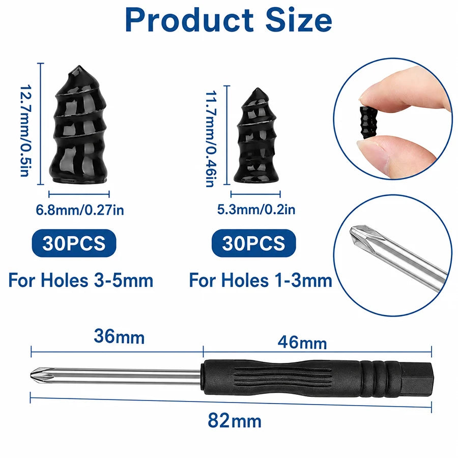 Tire Repair Kit Self-Sealing Rubber 60-Piece